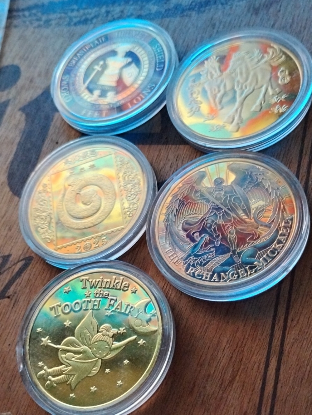 Enrichment Decorative Gold Coin Set - Gold(5) Genuine 18KT Filled
